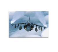 WSSHZXXJ Military British Harrier Jump Jet with Weapons Flight through Clouds Decorative Painting Canvas Wall Posters And Modern Family Bedroom Decor 16x24inch(40x60cm)