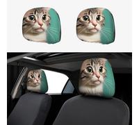 WSSYYBF A curious cat Car Headrest Cover 2 Pcs. Stylish full-width printed car headrest covers, soft, comfortable, and easy to install.