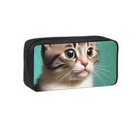 WSSYYBF A Curious cat Simple and Spacious Pen case.Large SpaciousCase, 600D Oxford Zipper Pouch for Work OfficeWomen's Fashion