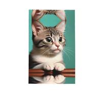 WSSYYBF A curious cat Towel. Textured Kitchen Towel, Microfiber Tea Towel, Hanging Loop