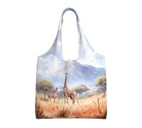 WSSYYBF African Savanna Giraffe Canvas Tote Bag, Polyester Shopping Tote, Large Capacity