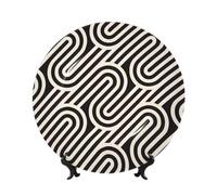 WSSYYBF Black Curved Texture Bone China Decorative Plate7in Ceramic Art Plates with Display Stand for Home, Kitchen, Wall Or Table Decor