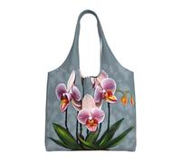 WSSYYBF Blooming Orchids Canvas Tote Bag, Polyester Shopping Tote, Large Capacity
