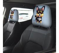 WSSYYBF Card Love Fancy Puppy Car Headrest Cover 1 Pcs, Stretch Polyester Protector, Elastic Hem