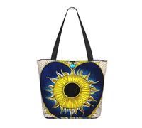 WSSYYBF Cartoon heart sun Tote Bags.Large Zippered Polyester Tote, Padded Shoulder Bag for Travel Shopping