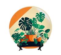 WSSYYBF Cartoon Turtle Back Bamboo Bone China Decorative Plate7in Ceramic Art Plates with Display Stand for Home, Kitchen, Wall Or Table Decor