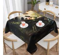 WSSYYBF Cute Panda Plant Prints Tablecloth Square decorative 54"x54" Thick suitable for square tables,kitchen dining room table decoration.