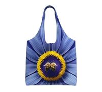 WSSYYBF Flower heart bee Canvas Tote Bag, Polyester Shopping Tote, Large Capacity