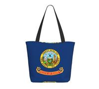 WSSYYBF Idaho state flag Tote Bags.Large Zippered Polyester Tote, Padded Shoulder Bag for Travel Shopping