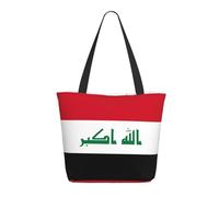 WSSYYBF Iraqi flag Tote Bags.Large Zippered Polyester Tote, Padded Shoulder Bag for Travel Shopping