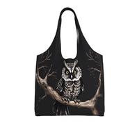 WSSYYBF Late Night Owl Canvas Tote Bag, Polyester Shopping Tote, Large Capacity