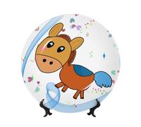 WSSYYBF Listening Mule Bone China Decorative Plate6in Ceramic Art Plates with Display Stand for Home, Kitchen, Wall Or Table Decor