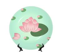 WSSYYBF Lotus Flowers Waiting to Bloom Bone China Decorative Plate8in Ceramic Art Plates with Display Stand for Home, Kitchen, Wall Or Table Decor