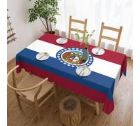 WSSYYBF Missouri State Flag Tablecloth.Elegant Lace Edge,54x72in, 100% Polyester, Water-Resistant, Soft & Wrinkle-Free