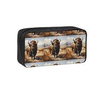 WSSYYBF North American Bison Herd Simple and Spacious Pen case.Large SpaciousCase, 600D Oxford Zipper Pouch for Work OfficeWomen's Fashion