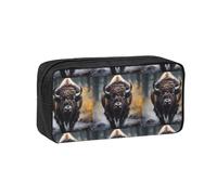 WSSYYBF North American Bison Simple and Spacious Pen case, 600D Oxford Cloth Portable Storage Bag, Suitable for Office and Travel.