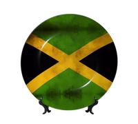 WSSYYBF Old Jamaican Flag Bone China Decorative Plate6in Ceramic Art Plates with Display Stand for Home, Kitchen, Wall Or Table Decor