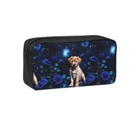 WSSYYBF Puppy Blue Rose Simple and Spacious Pen case, 600D Oxford Cloth Portable Storage Bag, Suitable for Office and Travel.