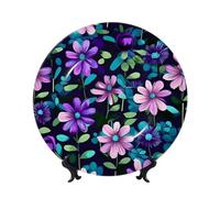 WSSYYBF Purple Camellia Bone China Decorative Plate6in Ceramic Art Plates with Display Stand for Home, Kitchen, Wall Or Table Decor