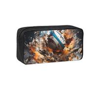 WSSYYBF Rugby on Fire Simple and Spacious Pen case, 600D Oxford Cloth Portable Storage Bag, Suitable for Office and Travel.