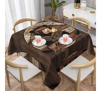 WSSYYBF Rustic Lodge Bear Prints Tablecloth Square decorative 60"x60" Thick suitable for square tables,kitchen dining room table decoration.