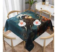 WSSYYBF Seal pup in water Prints Tablecloth Square decorative 60"x60" Thick suitable for square tables,kitchen dining room table decoration.