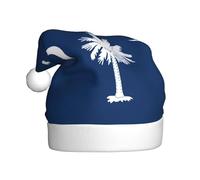Wssyybf South Carolina Flag Christmas Hat For Adult, 100% Polyester Full-Print Xmas Hat With Plush Pom-Pom For Holiday Parties & Events