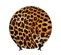 WSSYYBF Stripes on Leopards Bone China Decorative Plate10in Ceramic Art Plates with Display Stand for Home, Kitchen, Wall Or Table Decor