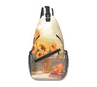 WSSYYBF Sunflowers under the windowsill Cross chest bag diagonally.Adjustable Breathable Sling Bag, Travel Shoulder Bag