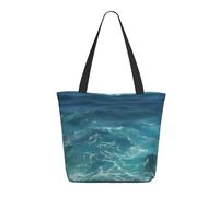 WSSYYBF The Deep Ocean Tote Bags.Large Zippered Polyester Tote, Padded Shoulder Bag for Travel Shopping