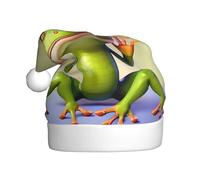 Wssyybf The Funny Frog Doing Yoga Christmas Hat For Adult, 100% Polyester Full-Print Xmas Hat With Plush Pom-Pom For Holiday Parties & Events