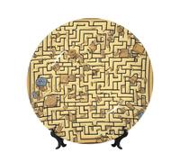 WSSYYBF Treasure Maze Bone China Decorative Plate8in Ceramic Art Plates with Display Stand for Home, Kitchen, Wall Or Table Decor