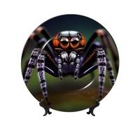 WSSYYBF Tropical Rainforest Spiders Bone China Decorative Plate8in Ceramic Art Plates with Display Stand for Home, Kitchen, Wall Or Table Decor