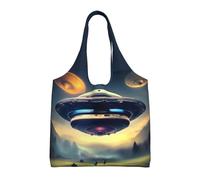 WSSYYBF UFO landing Canvas Tote Bag, Polyester Shopping Tote, Large Capacity