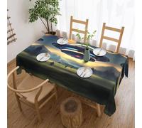WSSYYBF UFO landing Tablecloth.Polyester Tablecloth 54x72in, square,Scalloped Edge Print Table Cover