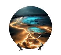 WSSYYBF View Under The Moon Bone China Decorative Plate6in Ceramic Art Plates with Display Stand for Home, Kitchen, Wall Or Table Decor