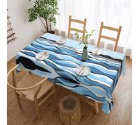 WSSYYBF Waves lapping at the rocks Tablecloth.Polyester Tablecloth 54x72in, square,Scalloped Edge Print Table Cover