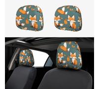 WSSYYBF Yellow fox Car Headrest Cover 2 Pcs. Stylish full-width printed car headrest covers, soft, comfortable, and easy to install.