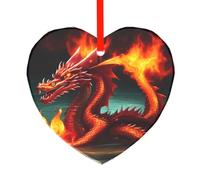 WSSYYBFDragon King in Fire Heart Charms Glass Heart Pendants Love Hearts Crystal Dangle with Bail Hanger
