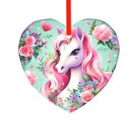 WSSYYBFPink Unicorn Heart Charms Glass Heart Pendants Love Hearts Crystal Dangle with Bail Hanger
