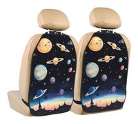 Wssyybfsaturn Jupiter Earth 2 Pcs Kick Mat Back Seat Protector | 2 Mesh Pockets, Large Vehicle Seat Back Kick Mat