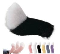 WstaIutno Remote Control Electric Car Tail, Cute Fuzzy Tail Car Decoration and Rechargeable Plush Animal Moving Accessory for Daily Commute and Family Road Trip (A-Black)