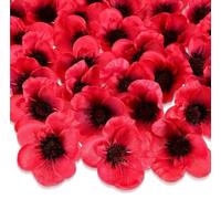 WSTELHH 60 PCS Artificial Poppy Flowers, Fake Flowers for Remembrance Day Poppies,Remembrance,Lest We Forget Flower Decorations for Veterans Day,DayChristmasRemembrance Day,Home Grave Garden Ornament