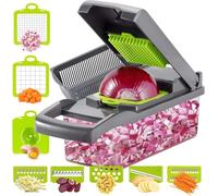 WSTELHH Vegetable Chopper Cutter Slicer Cheese Grater - Food Onion Salad Veggie Chopper with Container - French Fry Potato Dicer Slicer Cutter - Kitchen Tools Gadgets Grey