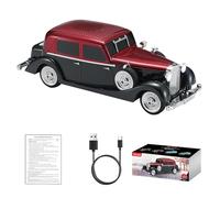 WSTER WS-1934 Classic Retro Car Bluetooth Speaker: HD Wireless Sound with FM Radio, TWS Stereo, LED Party Lights, Built-in Microphone and Hands-Free Calls (Red)