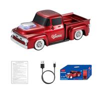 WSTER WS-538 Retro Pickup Truck Bluetooth Replica Speaker - Portable Wireless Car Model Speaker with FM, TWS, LED Party Lights, USB/TF Playback, Built-in Microphone, Type-C, Surprise Gift(Red)