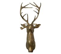 WSTERAO Animal Wall Hanging Sculpture, Artificial Deer Head, Stag Head Metal Art, Decor Ornament, Decor, Gold, 40*26CM