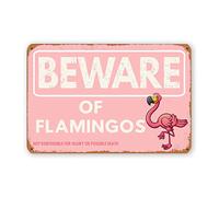 WSTKJW Flamingo Metal Signs Vintage Wall Decor for Home Kitchen Bar Patio Room Garage Retro Tin Poster Plaque 12"x8" Inch