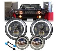 WSUMKH Head Lamp For Hummer For H2 2003-2009 Round 7inch Led Healight With DRL White Halo Ring Fog Lights Refit Car Accessories Headlights