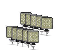 WSUMKH Headlight 48W Car LED Barra Headlights Bar Worklight MINI 16SMD Square Round Work Light 12V Auto For Jeep Truck 4X4 SUV ATV Headlights(10pc 48W squared)